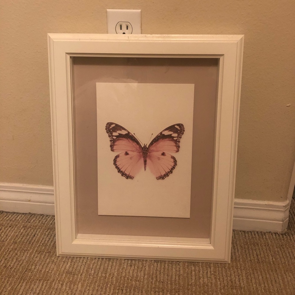 butterfly white framed wall art decor